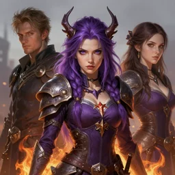 witch, fire emblem, purplehair, art by artgerm and greg rutkowski and magali villeneuve, portrait, d & d, fantasy, highly detailed, digital painting, trending on artstation, concept art, sharp focus, illustration