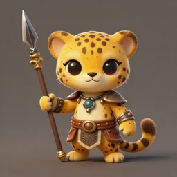 cute little anthropomorphic cheetah, wielding a spear, tiny, small, short, tribal armor, cute and adorable, pretty, beautiful, dnd character art portrait, matte fantasy painting, deviantart artstation, by jason felix by steve argyle by tyler jacobson by peter mohrbacher, cinema
