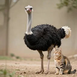 a ostrich - cat - hybrid, animal photography