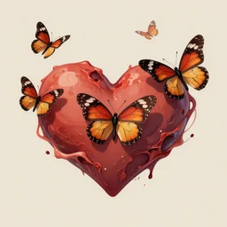 butterflies from a wound on the heart fly away to the voice of angels artstation, concept art, sharp focus, illustration