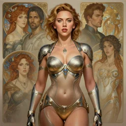 an ultradetailed portrait of scarlett johansson in detailed futuristic sci - fi bikini armor, intricate, elegant, highly detailed, digital painting, matte, sharp focus, illustration, art by john collier and albert aublet and krenz cushart and artem demura and alphonse mucha