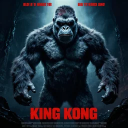 poster for king kong movie, dramatic lights, scary