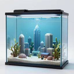 an underwater city in a terrarium