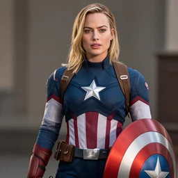 margot robbie model as captain america dlsr photo