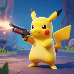 screenshot from fortnite pikachu in fornite holding shotgun ray tracing 3 d cgsociety dramatic lighting