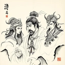 beautiful ink sketch, a three kingdoms tang ming dynasty ilya kuvshinov, wlop, krenz kushart, boris vallejo, ayami kojima and ayami kojima