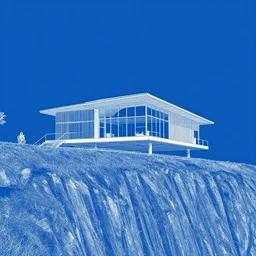 blueprint of a house on the mountain near a cliff designed by richard neutra