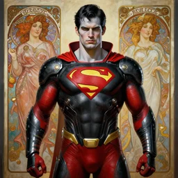 portrait of crossfit fitness superman!, futuristic detailed ornate cyberpunk costume!, red and black costume!!!, pale skin!, no logo!!!, painted art by tsuyoshi nagano, greg rutkowski, artgerm, alphonse mucha, spike painting