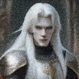 the white knight with long hairs, art by James Jean and Wayne Barlowe, high detail, cinematic, cgsociety 8k