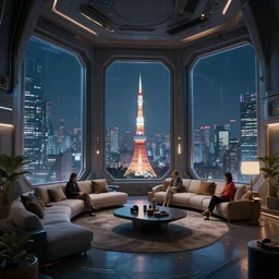 photo environement inside a sci - fi apartment with windows that look out over futuristic tokyo night : 8 k unreal engine, hdr volume light concept studio matte painting environement digital illustration artstation artur tarnowski, mihai muscan, marcin tomalak, marta leydy, marcin stepien, charlotte hughes, zuzanna dabrowa