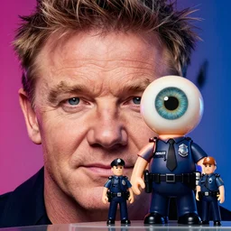 gordon ramsay and neil patrick harris, police photo mug, photoshoot, sharp details, face photo, face details sharp, by donato giancola and greg rutkowski and wayne barlow and zdzisław beksinski, eyeballs, product photography, action figure, sofubi, studio lighting, colored gels, colored background,