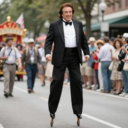 danny devito walking with stilts during the great parade festival circa 1 9 3 9