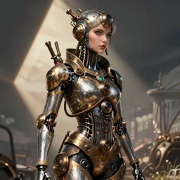image of beautyful female android steampunk by moebius,