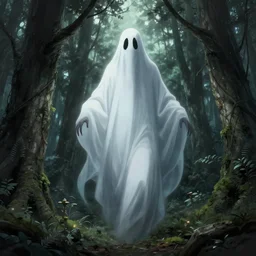 ghost of the forest by Anna Dittmann, digital art, horror, trending on artstation, anime arts, featured on Pixiv, HD, 8K, highly detailed, good lighting, beautiful, epic, masterpiece