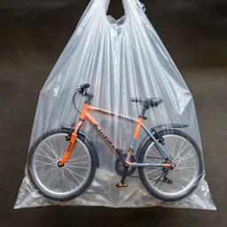 bicyle inside a plastic bag