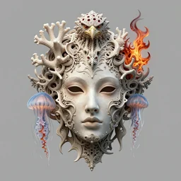 gothic goddess intricate mask, eagle coral, jelly fish, mandelbulb 3 d, fractal flame, octane render, cyborg, biomechanical, futuristic, by ernst haeckel