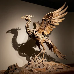 a fossilized phoenix, museum photo