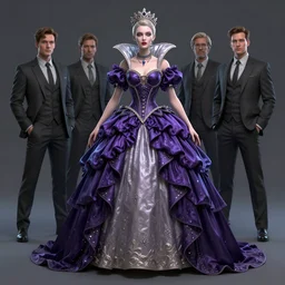 an cyberpunk queen in a eccentric ball gown, straight on, by artgerm, jamie hewlett, tom bagshaw, gerald brom, 4 k, smooth, hd, substance designer render, full body character concept art, 2 point studio lighting,