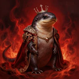a platypus!! as a royal knight!!, dark thick smokey red fire in background, intricate, elegant, highly detailed, centered, digital painting, artstation, concept art, smooth, sharp focus, illustration, artgerm, tomasz alen kopera, peter mohrbacher, donato giancola, joseph christian leyendecker, wlop, boris vallejo