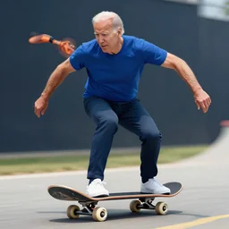 joe biden riding a skateboard