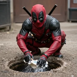 film still of deadpool cleaning a sewer in the new dirty jobs tv series, 4 k