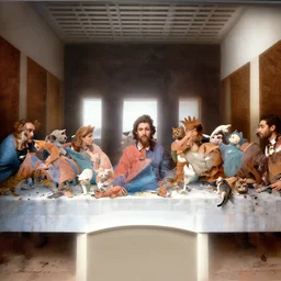 the last supper but instead it's cats