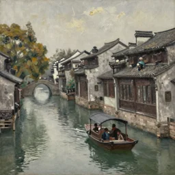 wuzhen of china ， oil painting by henry john yeend king c. 1 8 9 0 - h 1 5 3 6