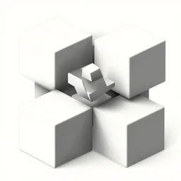 cubes and tesseracts. retro art by jean giraud. fibonacci. white and grey