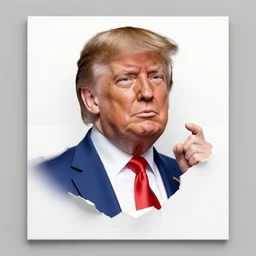 donald trump dissected on to white cardboard, octane render