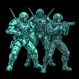 black light poster of futuristic war between zombie chinese russian military designed by yasushi nirasawa versus syd mead designed biomechanical us european military forces