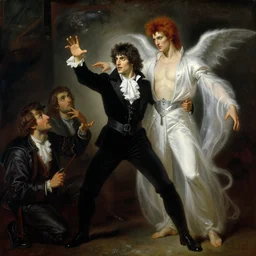 attractive male magician casts dark spell, summoning handsome lucifer morningstar. highly detailed painting by gaston bussiere, craig mullins, j. c. leyendecker 8 k