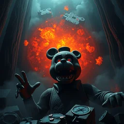 high resolution 4 k country bears rock afire explosion marc davis made in abyss design background of liminal space, dark, scary, madness, trauma, unnerving, scott cawthon animatronic five nights at freddy's art in the style of akihito tsukushi