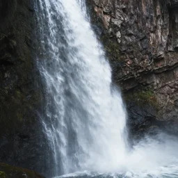 Cliff with a waterfall, matte painting by Dylan Cole