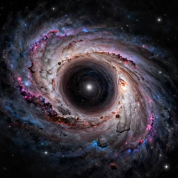 black hole, intricate, galaxy, highly detailed, digital painting, concept art, illustration, deep dark, artstation, Profound and vast, UE5, epic, colorful, by Gioele Muscolino