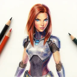 Quorra, from the movie Tron: Legacy (2010), pencil and water colors, vibrant colors, Artstation x, WLOP