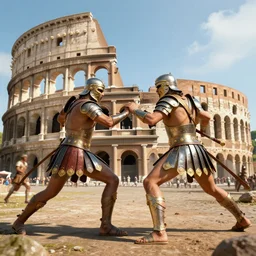 8 k hd detailed octane render of a gladiator duel in the roman colosseum