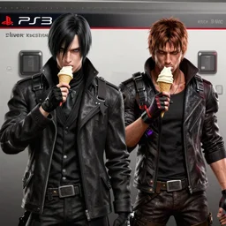 albert wesker from resident evil eating ice cream with alex mercer from prototype, ps 3 / x 3 6 0 hd gritty gameplay screenshot
