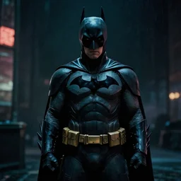 film still of batman in blade runner 2 0 4 9, cinematic, moody, gritty neon noir by emmanuel lubezki