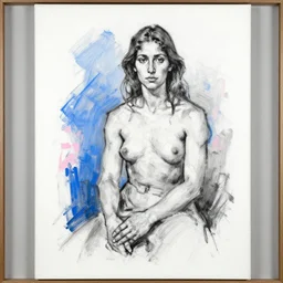 black white drawing by de kooning on white canvas, blue and pink tilt shift, detailed martha jungwirth sketch, painted by yves tanguy, formalist, oil on canvas, thick impasto