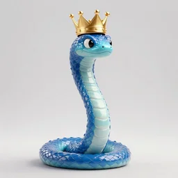 a a tall blue anamorphic snake man wearing a golden crown in the style of craola, rendered in cycles