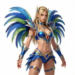 A Bjork using Brazilian Carnival Carnaval costumes in blade and soul  spinoff artbook  rendered by the artist Hyung tae Kim, Jiyun Chae,  Lê Long, Joe Madureira, trending on Artstation by Hyung tae Kim, artbook, Stanley Artgerm Lau, WLOP, Rossdraws , James Gurney