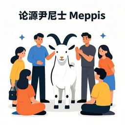 A group of people surrounding and worshipping a Luciferian goat, in the style of Corporate Memphis, Alegria style, Big Tech corporate art design style, simple, colorful, minimalist