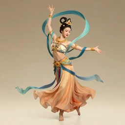 full body portrait of a dancer throwing silk belts, feet, barefoot, full body, slightly tanned, vivacious, extremely beautiful, gold jewelry, hanfu, chinese ribbon dance, wide ribbons, silk belt, ming dynasty, detailed, realistic face, anatomically accurate, fantasy illustration, dnd, artstation, wlop.