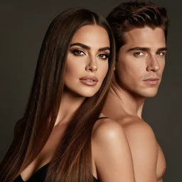 young straight brunette hair woman latin singer duo with chayanne