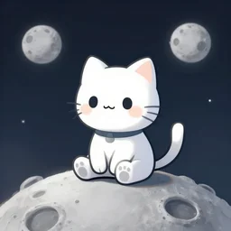 cute little robotcat sitting on the moon, fantasy, concept art, artstation, tyler edlin, feng zhu, quentin de warren, thomas karpi