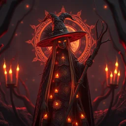 ecclectic witch, intricate backdrop, 4 k, octane render