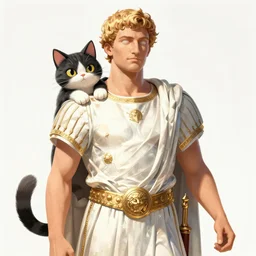 illustration of the roman emperor augustus neko man half cat, character design, art station, epic, elegant, masterpiece of mutsumi inomata