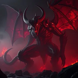 a huge demon in the hell. digitalart. artstation. unreal 5. unreal engine. award winning. high detail. hyper realistic. highly detailed.