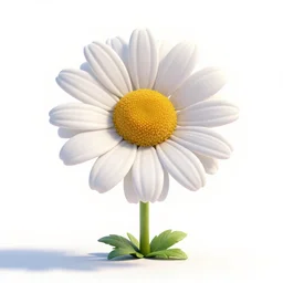 playful daisy, stylized pixar-style 3d render, full body, isolated on a pure white background, centered, entire subject in frame, sharp focus, soft studio lighting