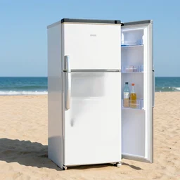 refrigerator on the beach